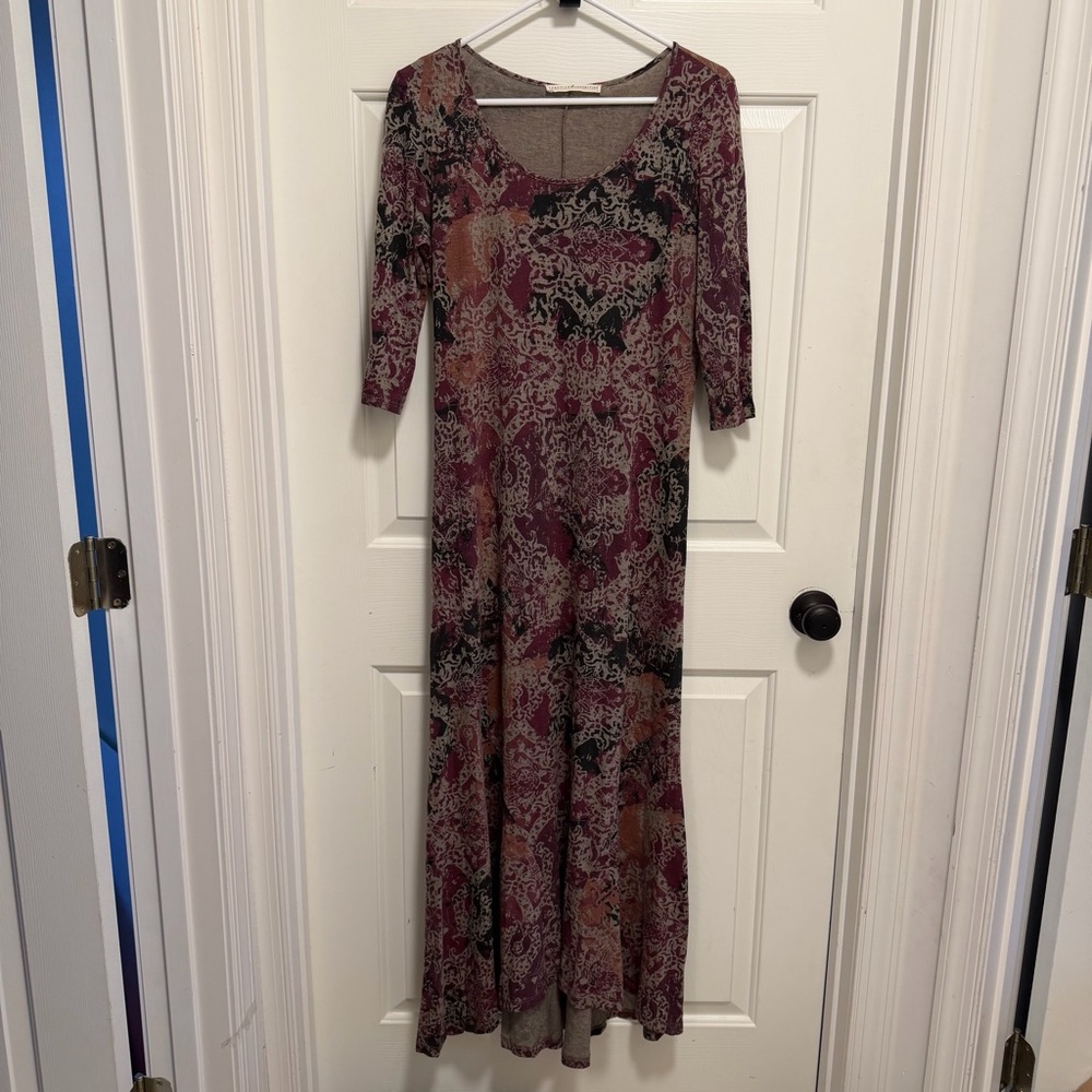 Peruvian Connection Womens Dress Maxi Ottomam Damask Pima Ctn Purple Size Small